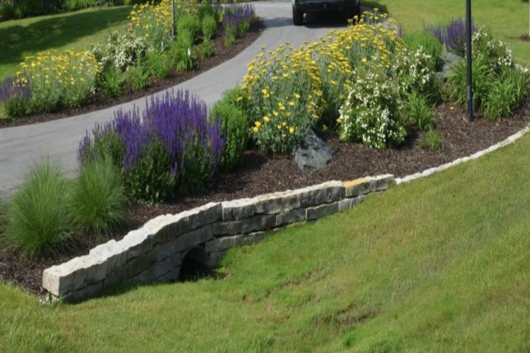 garden with stone and perennials